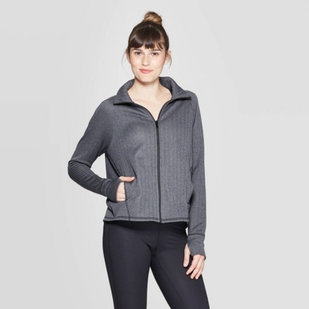 Women's c9 Champion Fleece Track Jacket Dark Gray